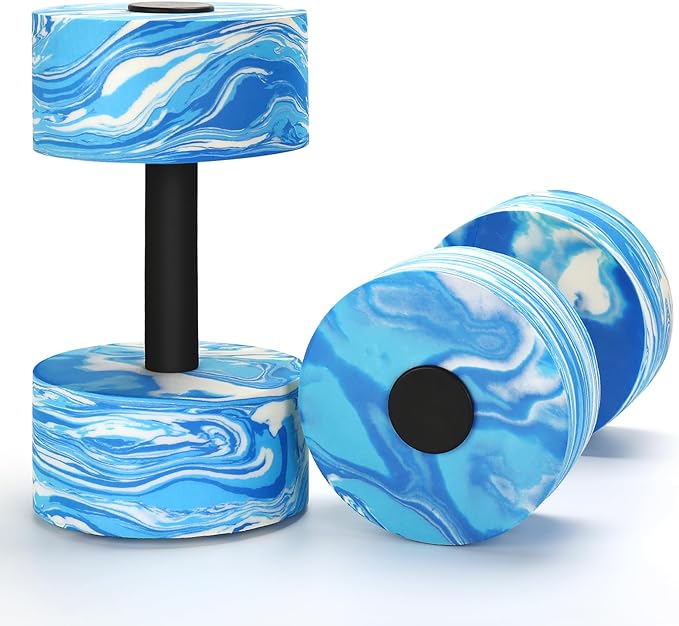 Water Dumbbells, 2 Pack Camouflage EVA-Foam Dumbbell Water Aerobics Fitness Equipment for Pool Exercise, Water Aquatic Exercise Dumbbell Set, Water Fitness Equipment for Weight Loss