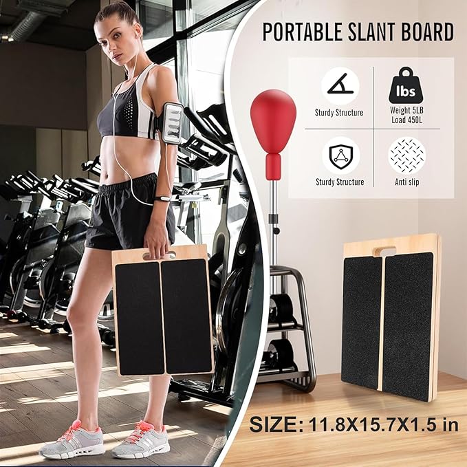 Calf Stretcher Slant Board Wooden, Portable Incline Board and Calf Stretcher, Stretch Board for Stretching Tight Calves or Plantar Fasciitis, Strength Training Equipment Leg Exercise Machines