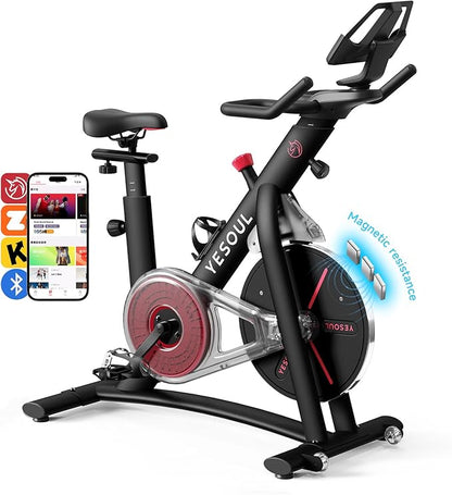 Yesoul S3 Black Exercise Bike For Home Smart White Cycling Bike Magnetic Resistance For Gym Electric Stationary Bike Bluetooth Heart Rate For Women Apartment Workout Bike For Fitness