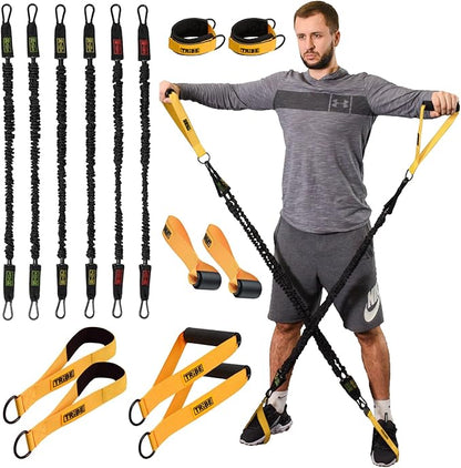 Tube Resistance Bands for Working Out Men and Women - Exercise Bands Resistance Bands Set, Resistance Band Bar, Handles, Ankle Straps, Foot Straps and Door Anchor, Tube Workout Bands