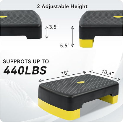 Workout Aerobic Stepper Step Platform with 2 Risers