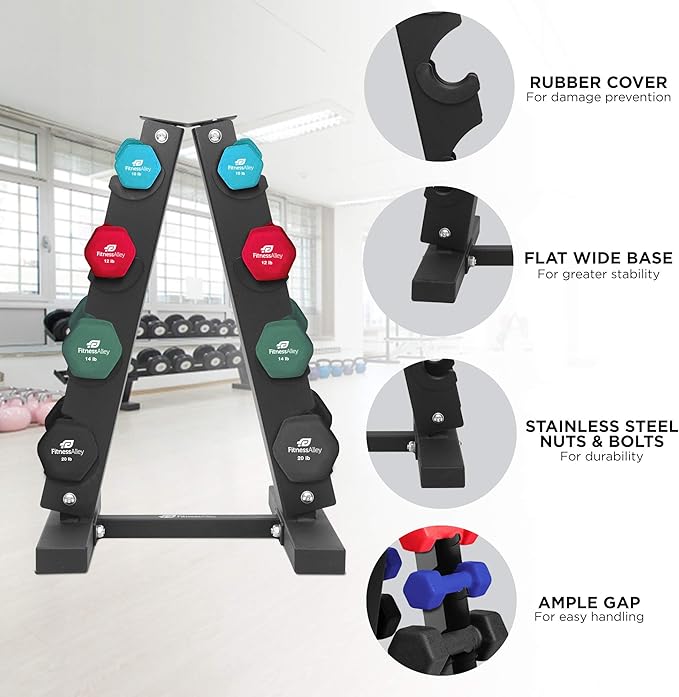 Dumbbells Storage Rack Neoprene Dumbbells Weight Rack - 2.0MM Thickness Weight Organizer Stand for Home Gym - Easy Assembly