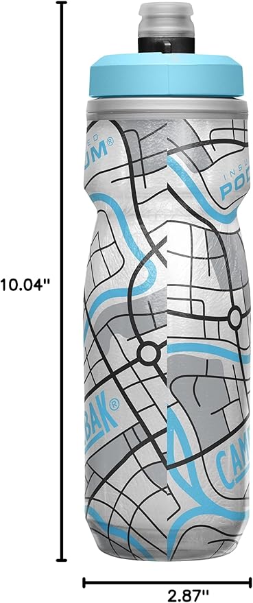 CamelBak Podium Chill Insulated Bike Water Bottle - Easy Squeeze Bottle - Fits Most Bike Cages - 21oz, Grid White