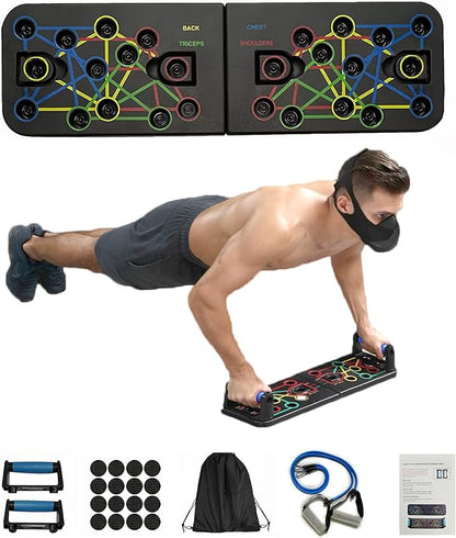 23-in-1 Multifunction Detachable Push Up Board with Resistance Bands, Portable Pushup Board for Men, Muscle Max Pushup Board with Handles