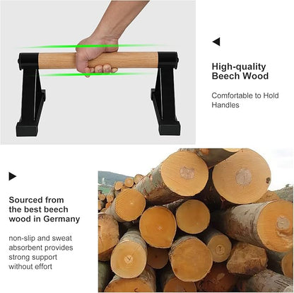 Wood push up bars Parallettes bars Anti-slip Handstand Bars for Calisthenics, Fitness, Floor workouts Solid Wood with Sturdy Metal Bracket, Support 500 lbs