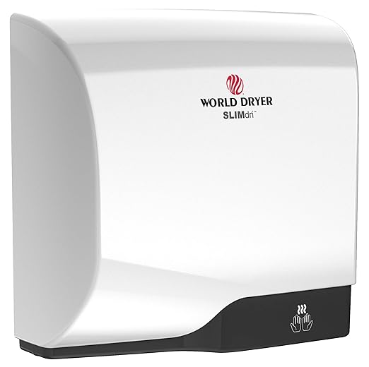 World Dryer L-974 SLIMdri Surface Mounted ADA Compliant Automatic Hand Dryer with Aluminum White Cover, 120/208/240V