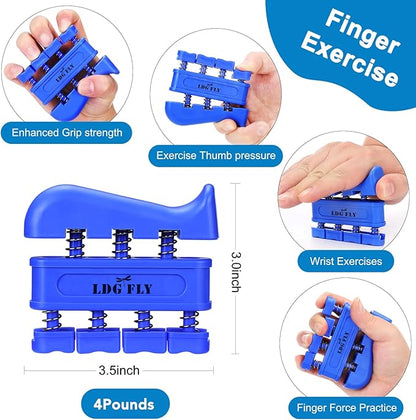 Hand Grip Strengthener Kit,Grip Strength Trainer, Finger Exerciser,Adjustable Resistance Hand Gripper, Finger Resistance Band, Grip Strength Ring & Stress Relief Ball for Athletes & Musicians