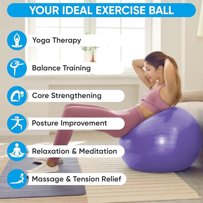 APEXUP Yoga Ball Exercise Ball, Pilates Ball, Anti Slip Stability Ball, Heavy Duty Gym Ball for Fitness, Balance, Core Workout, Physical Therapy