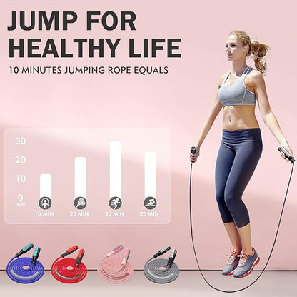 FITMYFAVO Jump Rope Cotton Adjustable Skipping Weighted jumprope for Women，Adult and Children Athletic Fitness Exercise Jumping Rope (Pink)