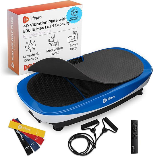 LifePro Rumblex Max 4D Vibration Plate Exercise Machine with Loop Resistance Bands - Full Body Workout Equipment for Home Fitness, Shaping, Training, Recovery, Weight Loss