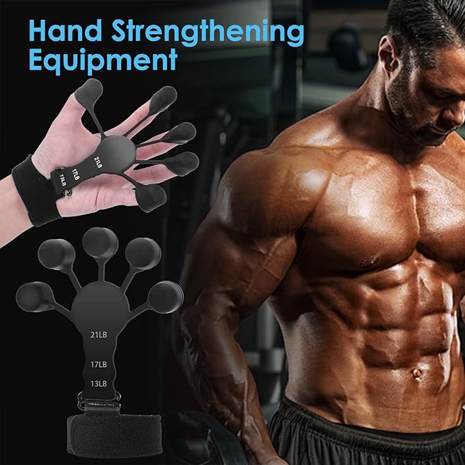 Gripster,Finger Strengthener and Grip Strength Trainer,Finger Exerciser,Vein Grip,Forearm Workout Equipment,Adjustable 6 Level Resistance Finger Strength Trainer for Hand Grip Strengthener Training.