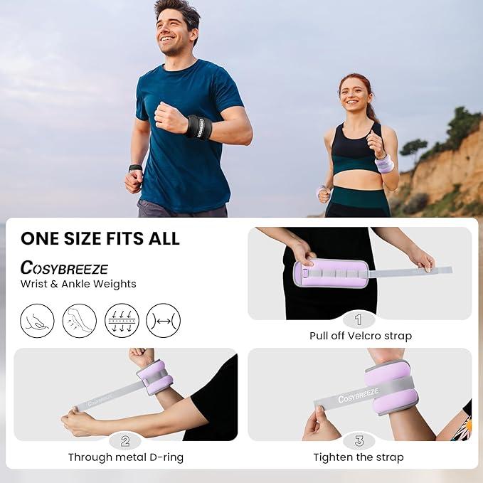 Ankle Weights for Women Men 1 2 3 4 6 8 10 LBS Set Wrist Leg Arm Weights for Kids with Adjustable Strap, Strength Weighted for Walking Running Physical Therapy Jogging Fitness Home Gym Workout