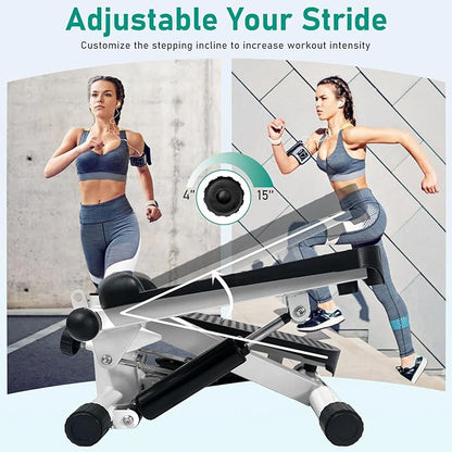 Steppers for Exercise, Mini Stair Under Desk Bike Pedal Exerciser with LCD Monitor & Resistance Bands Carpet