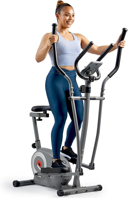 Sunny Health & Fitness Smart 2-in-1 Upright Elliptical Full-Body Exerciser, Arm/Leg Cardio Workout Machine for Home, Exclusive SunnyFit App Enhanced Bluetooth Connectivity, Optional Adjustable Seating