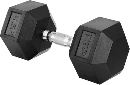 Hex Dumbbell Set, 3-100 lb Rubber Encased Exercise & Fitness Dumbbells, Weights Dumbbells Set of 2, Hand Weight for Strength Training (Single, Pair, Set)