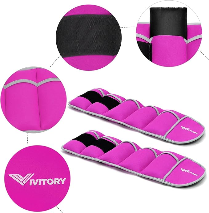 Vivitory Adjustable Ankle Weights for Women & Men, Leg Weights 2 to 10 Lbs, Arm Weights, Ankle Wrist Weights Set for Strength Training, Jogging, Gymnastics, Aerobics, Physical Therapy