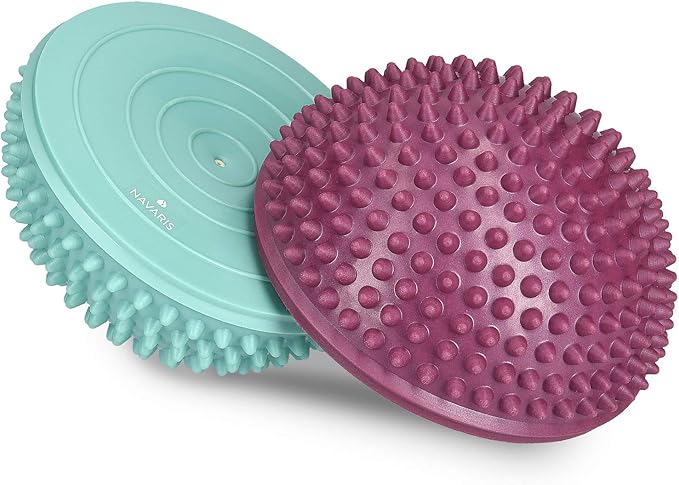 Navaris 2X Hedgehog Balance Pods - Set of 2 Spiky Fitness Domes for Sports, Foot Massage, Stability Training, Balancing in Multiple Colors