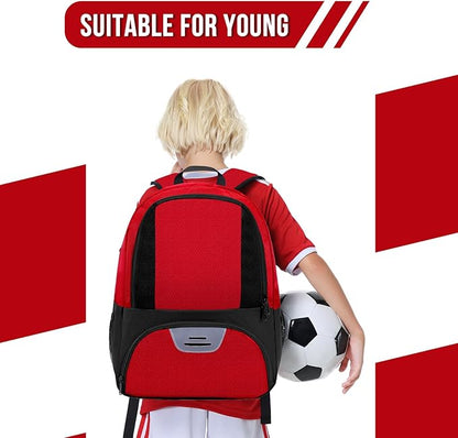 Soccer Bag&Soccer Backpack&Backpack for Football Volleyball Basketball,Sport Equipment Bags with Shoe compartment. (Red)