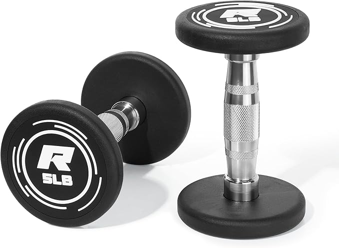 Ritfit 5-250 LBS PVC Encased Round Dumbbell sets with Knurled Handle and Optional Rack, Strength Training Equipment for Home Gym