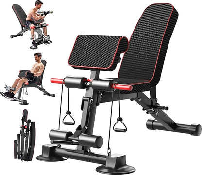 Adjustable Weight Bench, Multi-function Preacher Curl Bench for Home Gym, Foldable Leg Extension and Leg Curl Machine, weight capacity 660LBS.