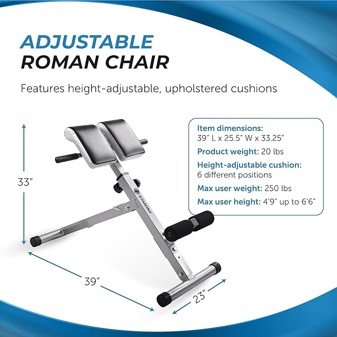 Stamina Hyperextension Bench 2014 - Adjustable and Foldable Exercise Bench Roman Chair with Smart Workout App - Up to 250 lbs Weight Capacity