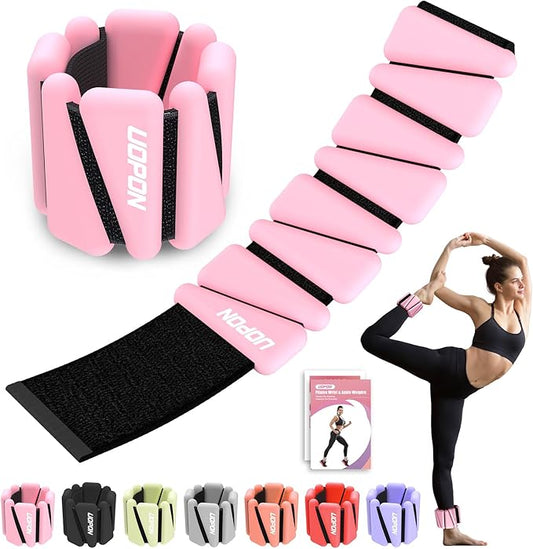 Wrist Ankle Weights for Women Set of 2, Adjustable Silicone Weighted Bangles, Wearable Ultra-durable Strips Weight Bracelet 2 lbs/4 lbs for Yoga, Pilates, Barre, Walking, Arm & Leg Workout