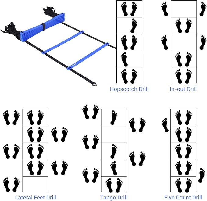 Ohuhu Agility Ladder Speed Training Set 12 Rung 20ft Exercise