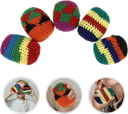 Outdoor Bean Bags 5 Pieces Funny Hacky Ball Sacks Assoerted Colors Woven Kickball Soft Knitted Kick Balls for Beginners Outdoor Playset