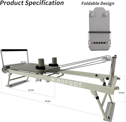 Foldable Pilates Reformer Workout Machine for Home and Gym 5 Color 300 lbs