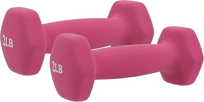 Sunny Health & Fitness Neoprene Coated Hex Shaped Dumbbell Non-Slip Fitness Weights for Home Gym Exercise, Full Body Workout Strength Building, Weight Loss, Sold in Pairs - Sizes - 2LB, 5LB, 8LB, 10LB