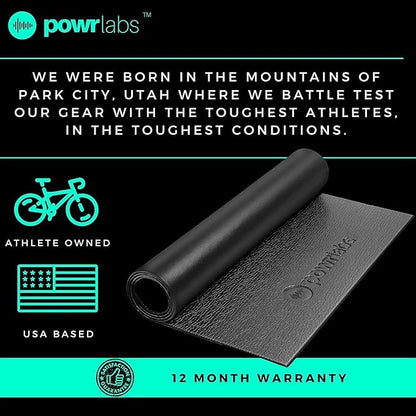 Powr Labs Sweat Proof Exercise Bike Mat, Stationary Bike Mat, Indoor Bike Mat, Exercise Bike Mats, Bike Mat Indoor Cycling, Exercise Bike Mat for Carpet Works with Peloton Bike Mat Wahoo Kickr