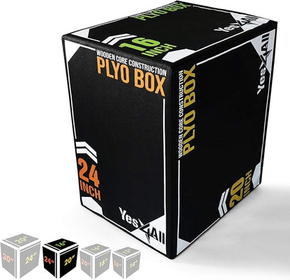 Yes4All 3-in-1 Soft-Padded Plyo Box With Wooden Core, Non-Slip Multi-Use Cushioned Plyometric Jump Box for Jumping, Conditioning, Strength Training