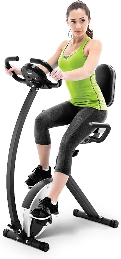 Marcy Foldable Upright Exercise Bike with Adjustable Resistance for Cardio Workout & Strength Training - Multiple Styles Available