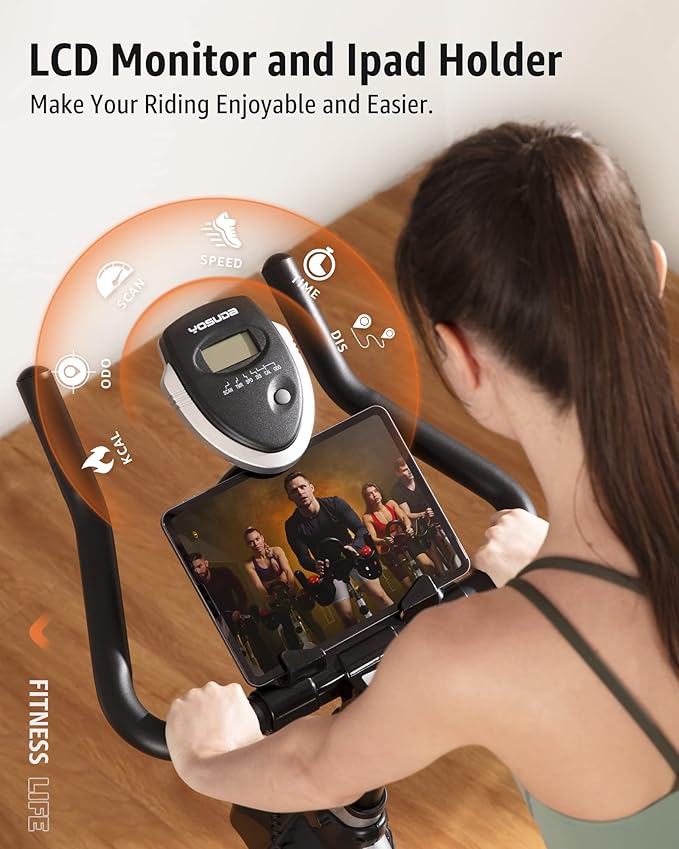 YOSUDA Indoor Cycling Bike Brake Pad/Magnetic Stationary Bike - Cycle Bike with Ipad Mount & Comfortable Seat Cushion