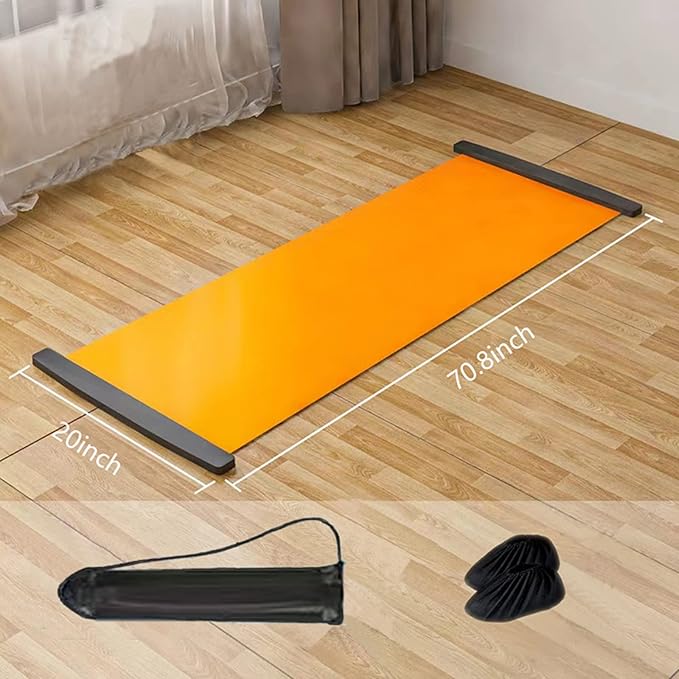 Slide Board with End Stops - Workout Board for Fitness Training with Shoe Booties and Carrying Bag