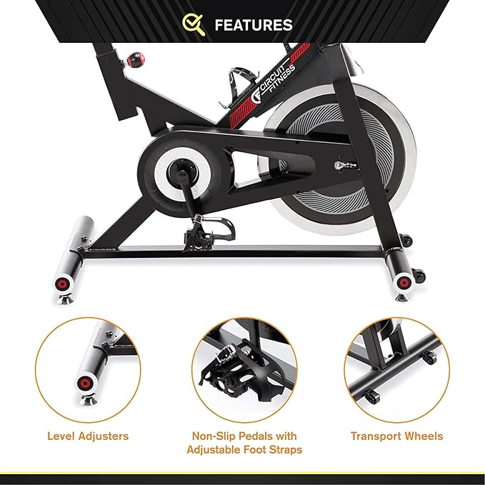 Circuit Fitness Club 30 lbs. Flywheel Revolution Cycle for Cardio Workout – Adjustable Manual Resistance Mechanism