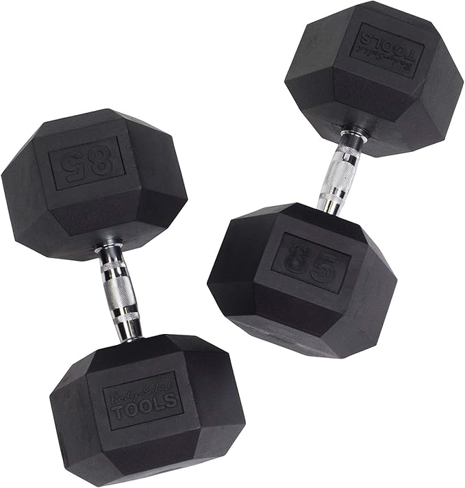 Body-Solid Rubber Coated Hexagon Dumbbells, Hand Weights For Men and Women, Weights Dumbbell for Strength Training, Body Building Home Gym Training Gear