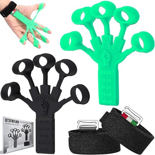 Grip Strength Trainer/Forearm Strengthener, 2PCS Upgraded Finger Strengthener, Hand Grip Strengthener, Finger Resistance Band for Wrist Physcial Rehabilitation/10 Resistance Levels