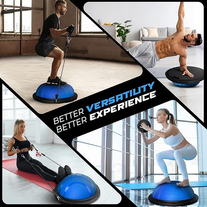 Yes4All 880LBS Premium Half Ball Balance Trainer, Stability Ball, Half Yoga Ball, Combo with Pilate Ball and Resistance Band for Exercises, Home Gym, Full Body Workouts