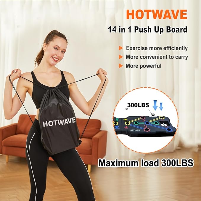 HOTWAVE Portable Workout Equipment with 20 Gym Accessories.Push Up Board &Plank,Resistance Band with Ab Roller Wheel,Exercise at Home For Men and Women