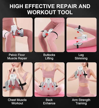 Thigh Master Hip Trainer,77LBS Adjustable Inner Thigh Exerciser Workout Equipment for Home Gym. Pelvic Floor Muscle Repair Trainer,Hip Exercise Equipment for Thigh,Hip,Arm,Leg.Silver