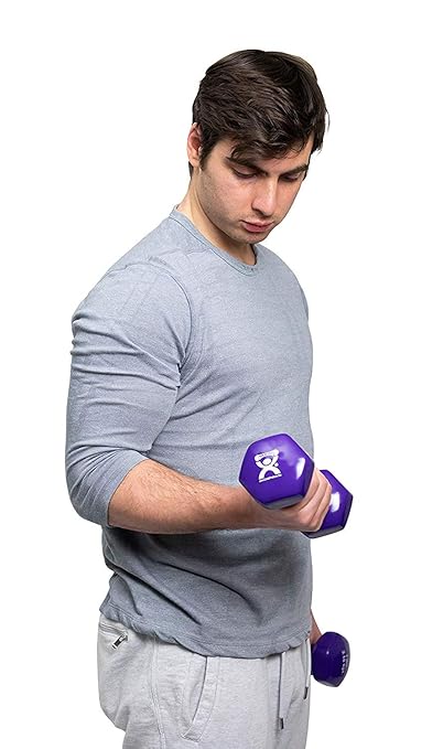 CanDo Vinyl-Coated Cast Iron Dumbbells, 7 lb., Pair, Purple