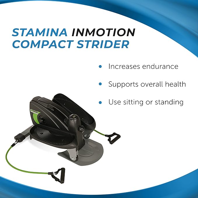 Stamina Inmotion Compact Strider Foot Exercise Machine - Under Desk Elliptical - Standing or Seated Elliptical Fitness Equipment