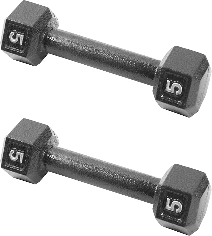 CAP Barbell Black Cast Iron Hex Dumbbell | 5-120 LBs | Single or Pair