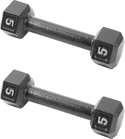 CAP Barbell Black Cast Iron Hex Dumbbell | 5-120 LBs | Single or Pair