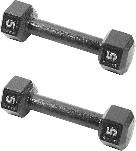 CAP Barbell Black Cast Iron Hex Dumbbell | 5-120 LBs | Single or Pair