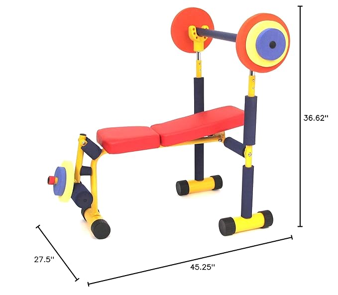 Redmon Fun and Fitness Exercise Equipment for Kids - Weight Bench Set,Incline