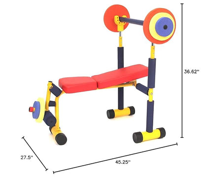 Redmon Fun and Fitness Exercise Equipment for Kids - Weight Bench Set,Incline