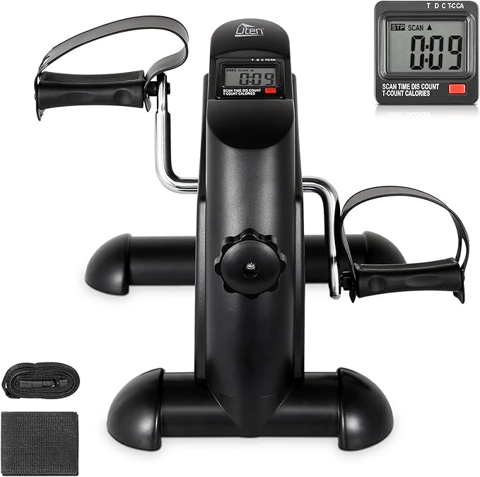 Uten Mini Exercise Bike, Under Desk Bike, Arm & Leg Peddler Machine with LCD Screen Displays, Portable Cycle