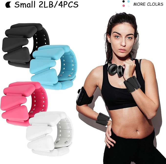 Strength Training Wrist Weights Sets for Women, Ankle Weights for Men, Hand Weights Sets for Women, Wearable Weights Adjustable, 1 lb Weights Each, 2 lb Weights Each, 2 Per Set